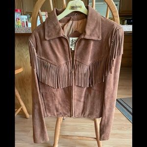 Vintage Brown Leather Jacket with Fringe